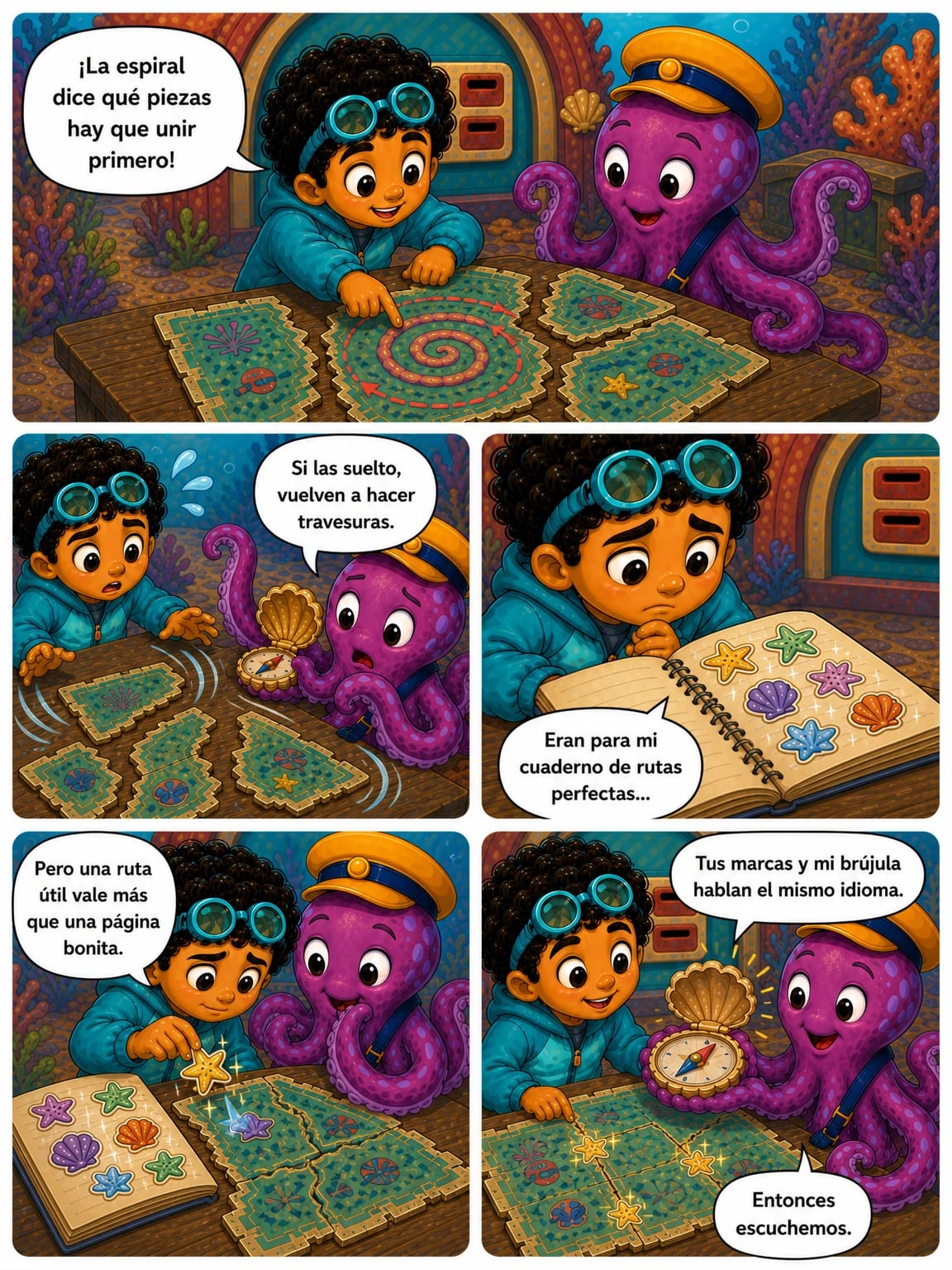 Página 6 del cómic Kai y la ruta de las cosquillas coralinas.