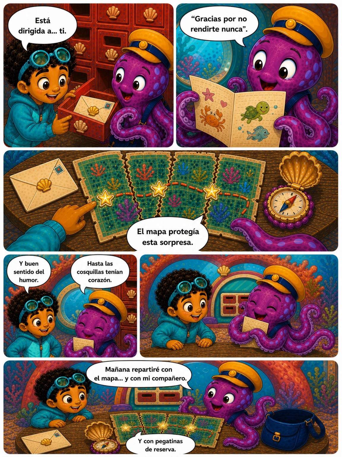 Página 8 del cómic Kai y la ruta de las cosquillas coralinas.